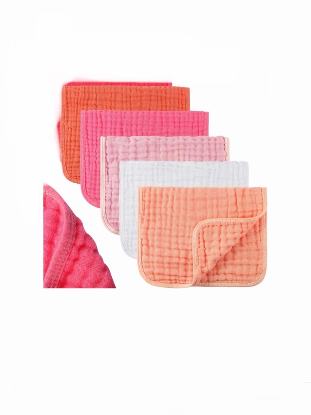 5PcsGirl👧🏻Muslin Burp Cloths Cotton Burping Spit Rags Large 20x10” 6 Layers
